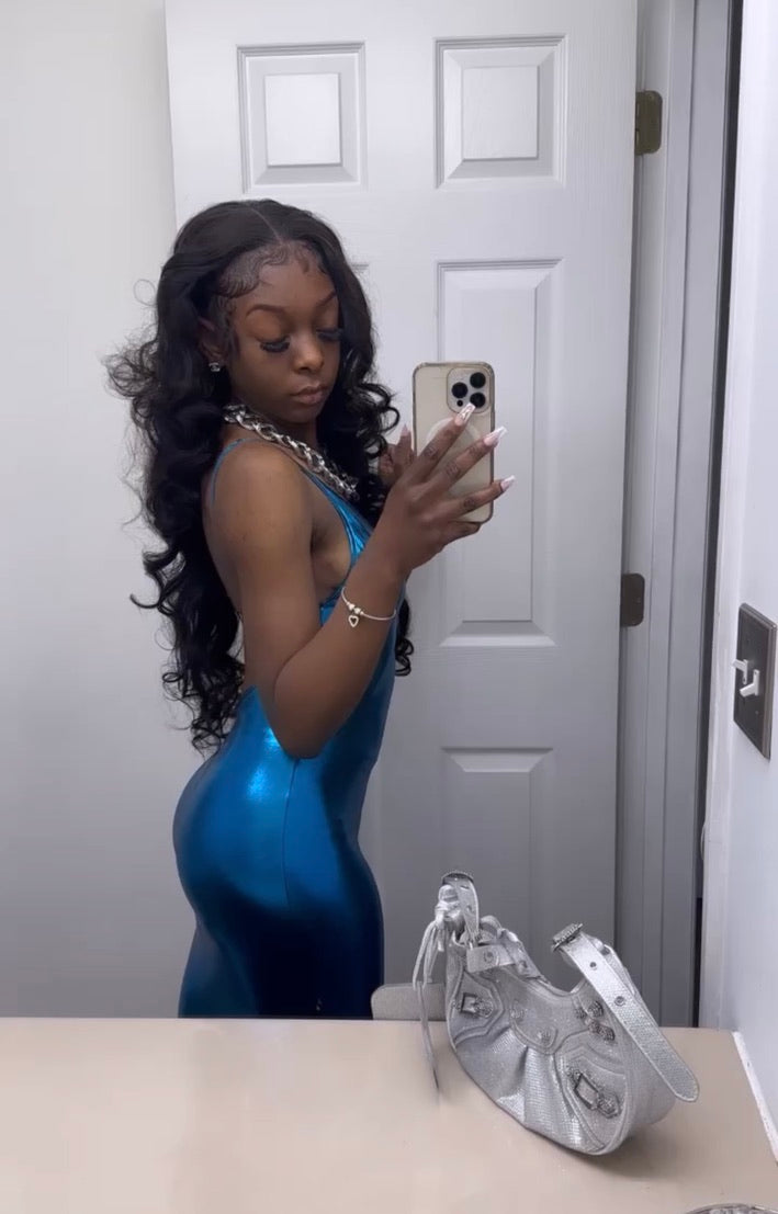 Blue Metallic Dress – Million Dollar Miss
